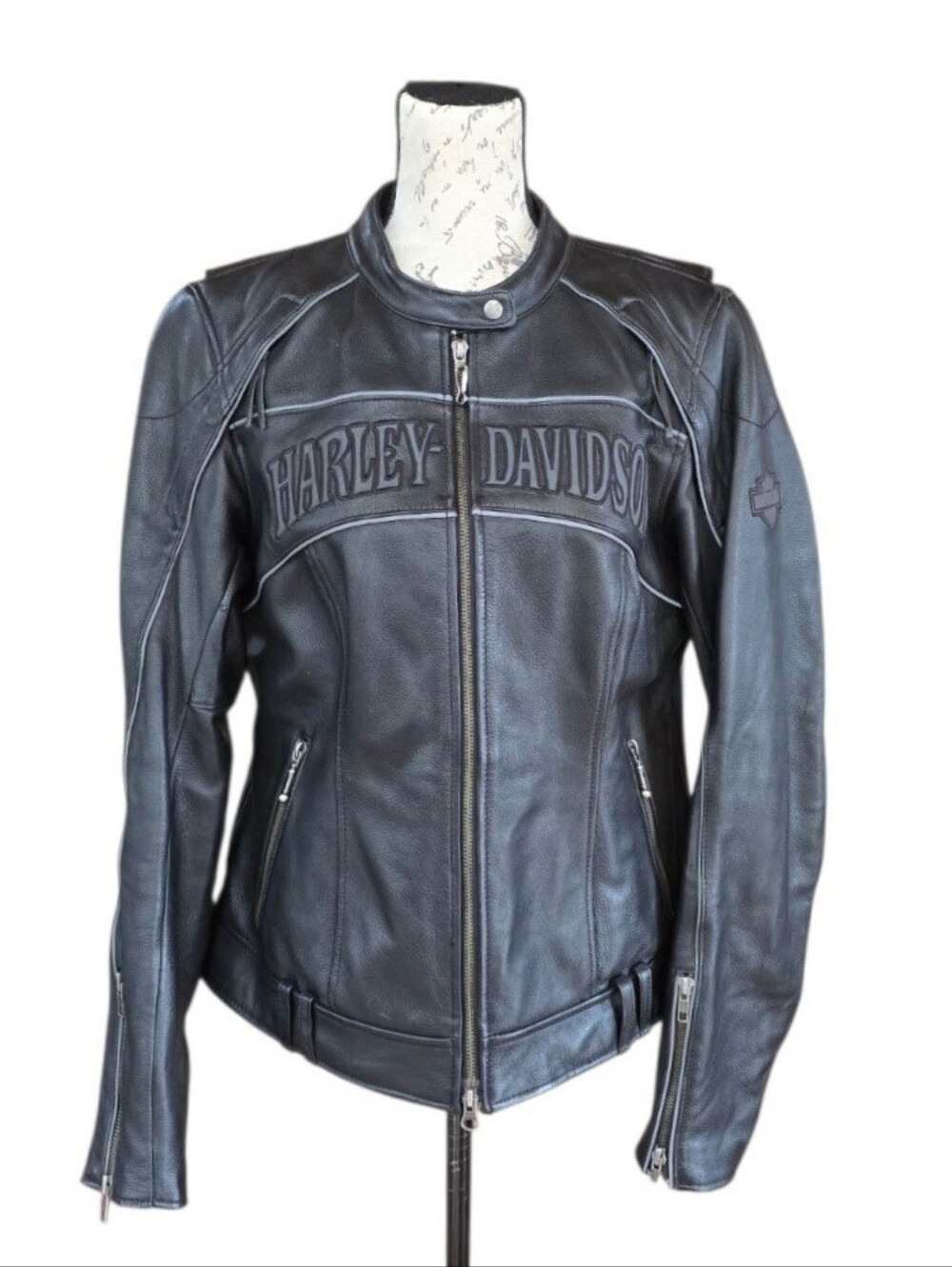 Harley-Davidson Willie G Skull Reflective Leather Riding Jacket L